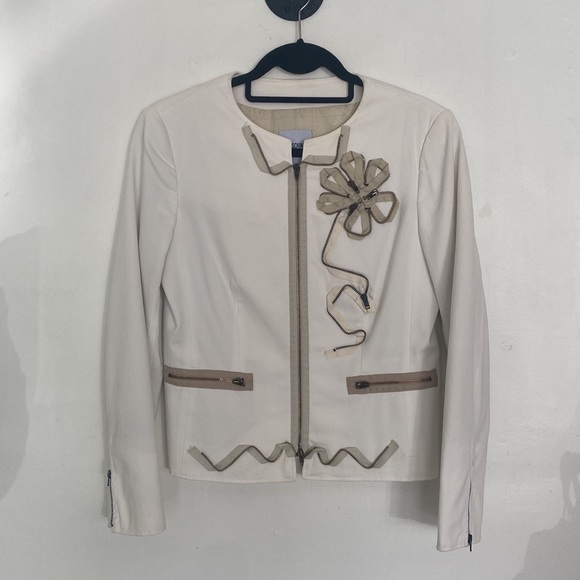 Moschino Cheap and Chic Vintage Flower & Zipper Jacket, Sz 10 - Picture 5 of 13